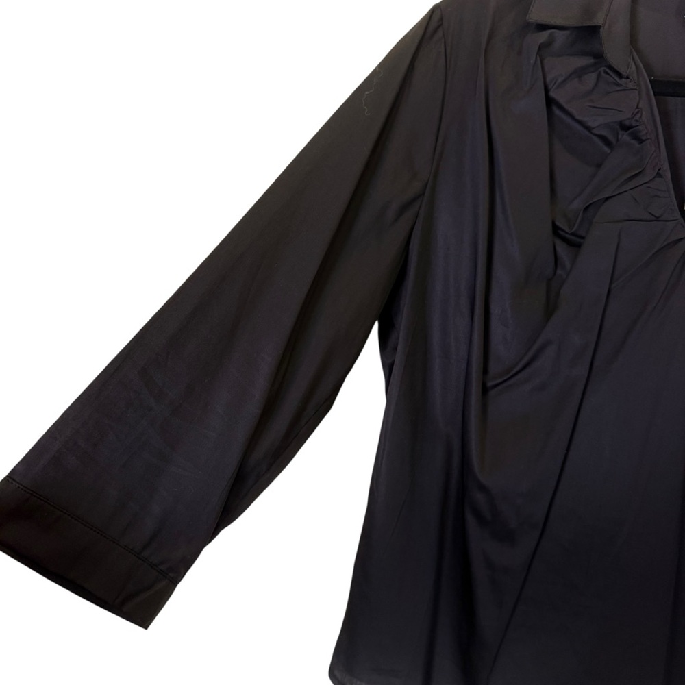 Harshman Nerello Women's Ruched Scoop-Neck Cotton Blouse sz L - Picture 2 of 8